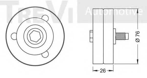 TREVI AUTOMOTIVE TA1908 Deflection/Guide Pulley, v-ribbed belt